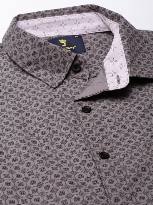 Grey Printed Full Sleeves Shirt